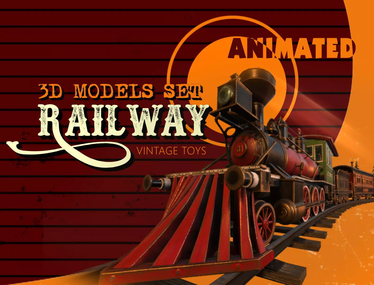 The Railway Mechanical Toy Low-poly 3D model_0
