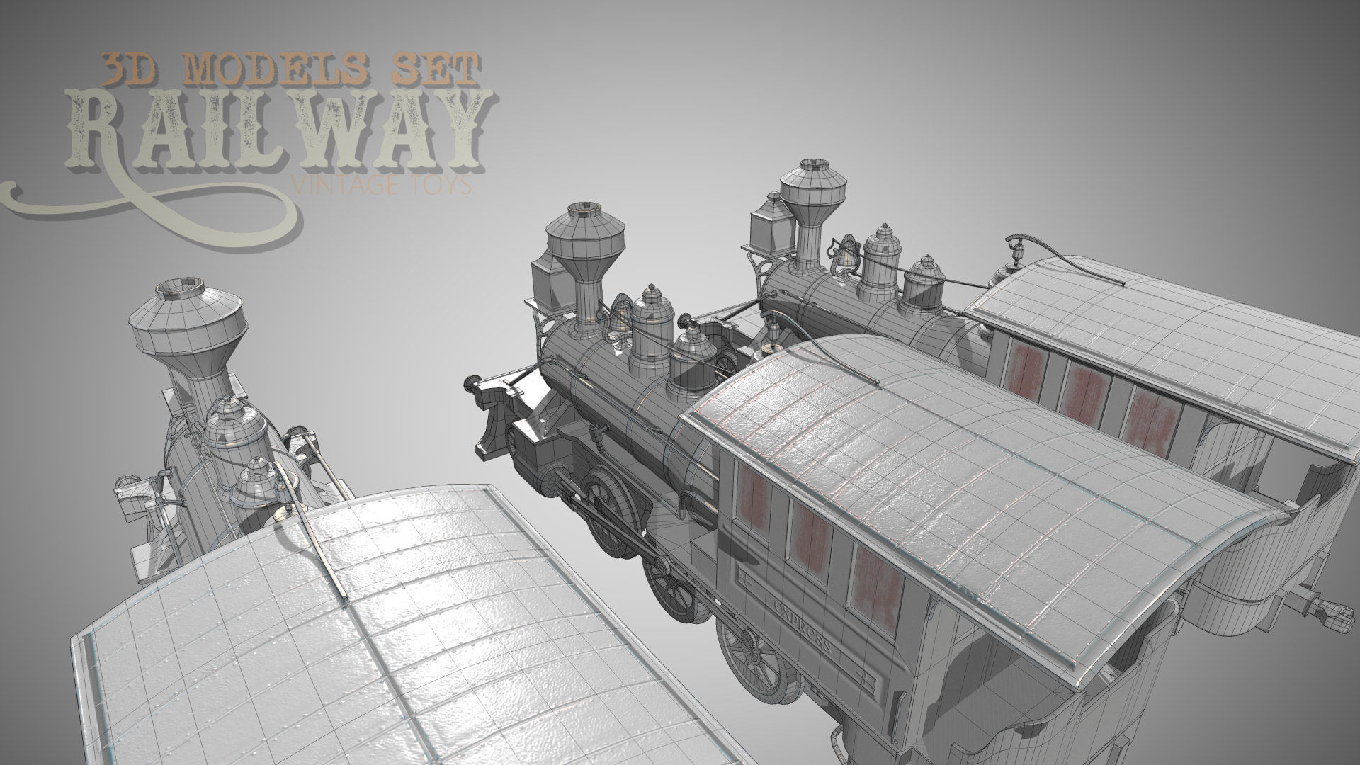 The Railway Mechanical Toy Low-poly 3D model_80