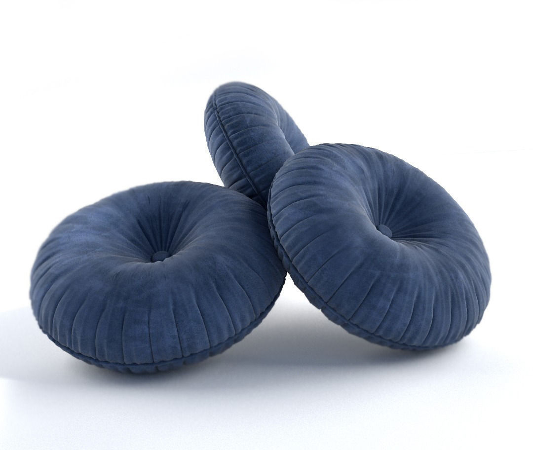 Round Velvet Pillow 3D model_1