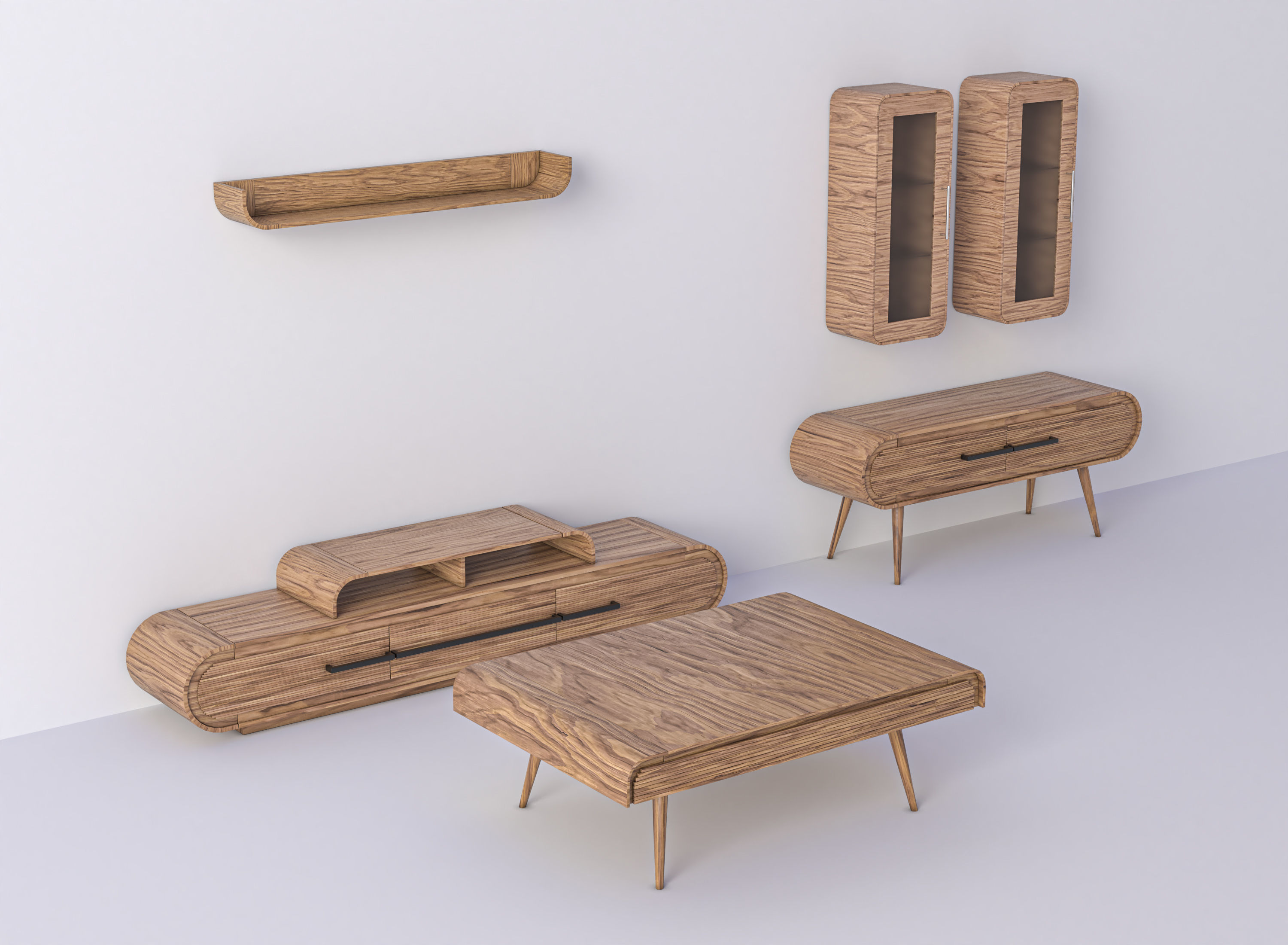 Furniture Set wooden box with handle 3D model_2
