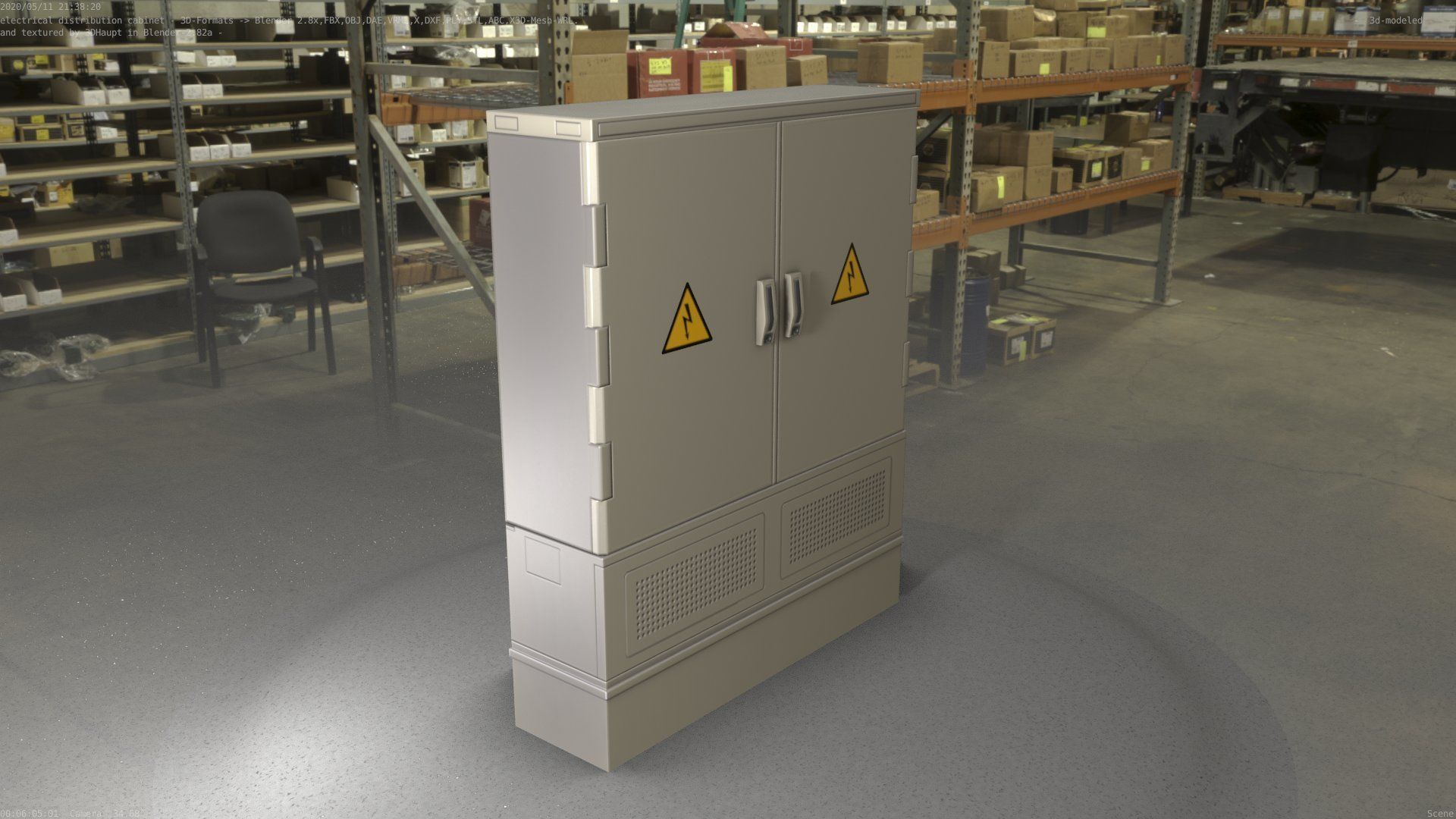 Electrical Distribution Cabinet 88 Low-poly 3D model_63
