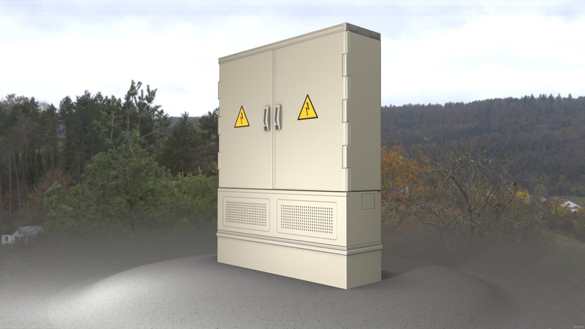 Electrical Distribution Cabinet 88 Low-poly 3D model_7