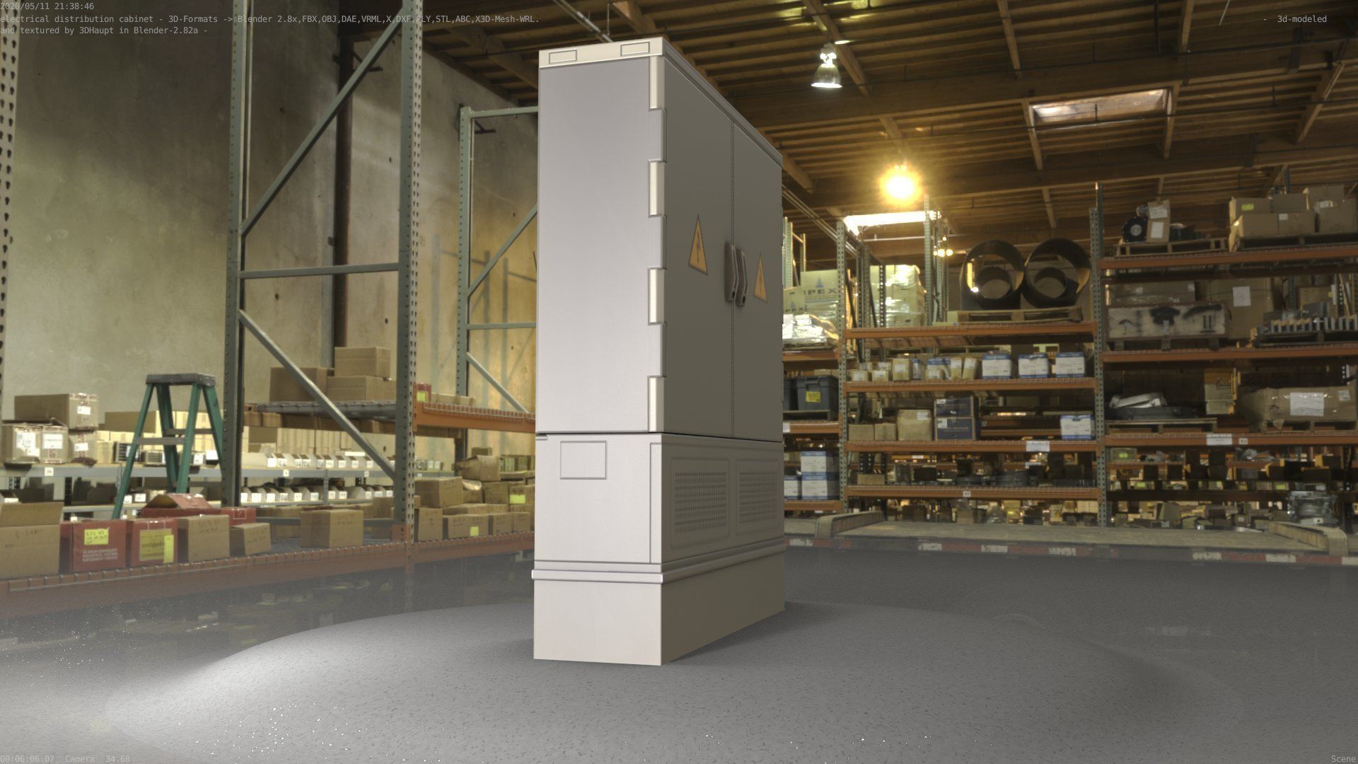 Electrical Distribution Cabinet 88 Low-poly 3D model_93