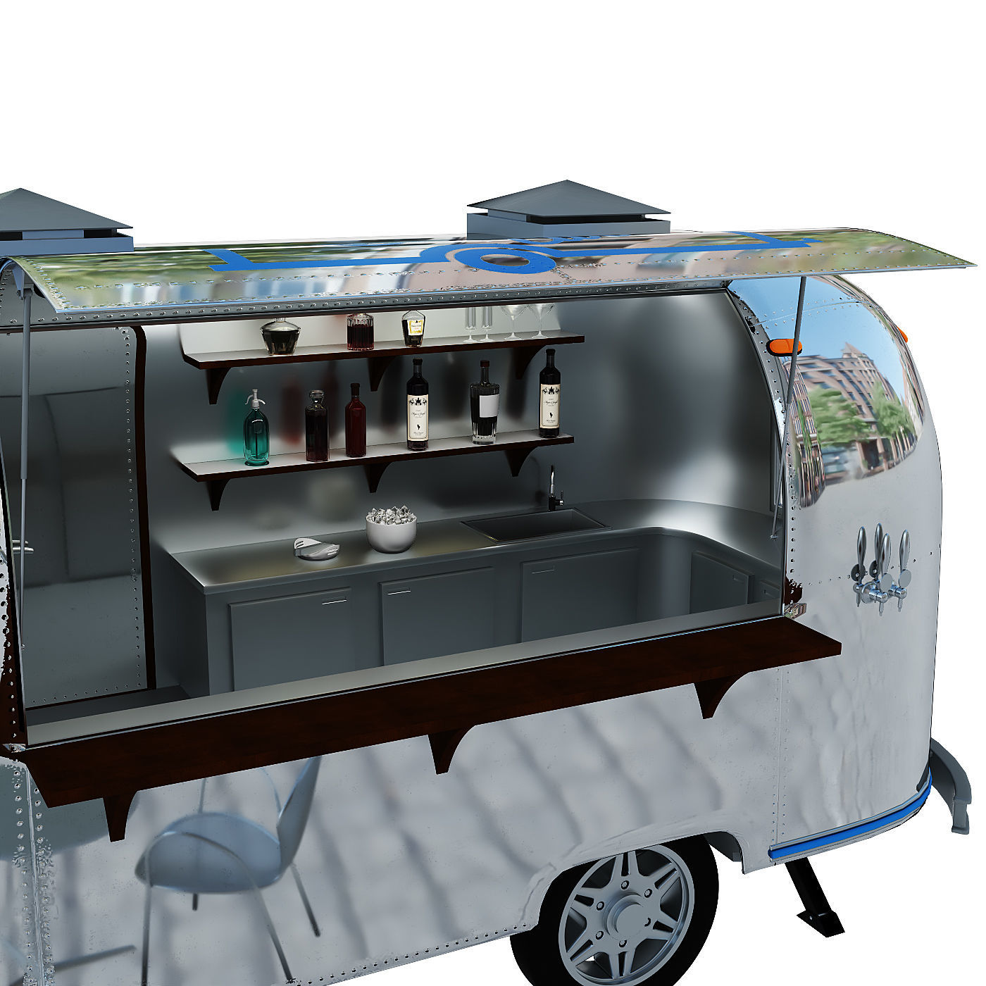 Bar car trailer 3D model_4