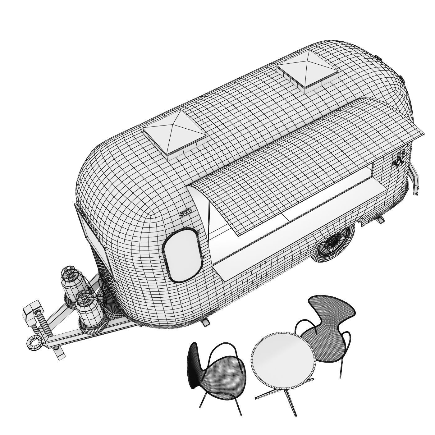 Bar car trailer 3D model_6