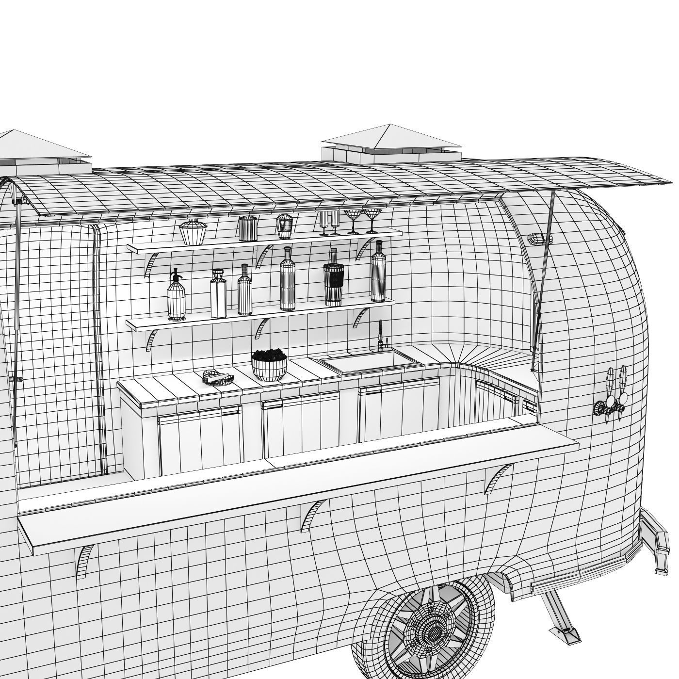 Bar car trailer 3D model_9
