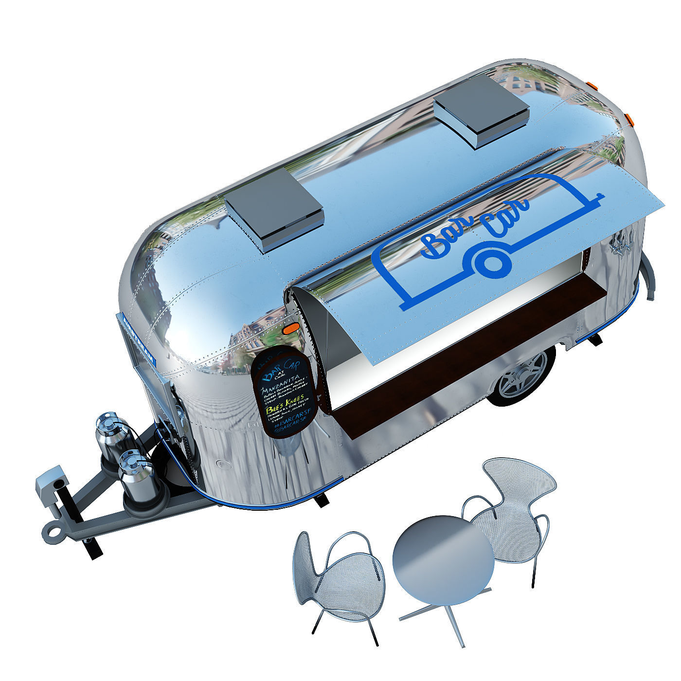 Bar car trailer 3D model_1
