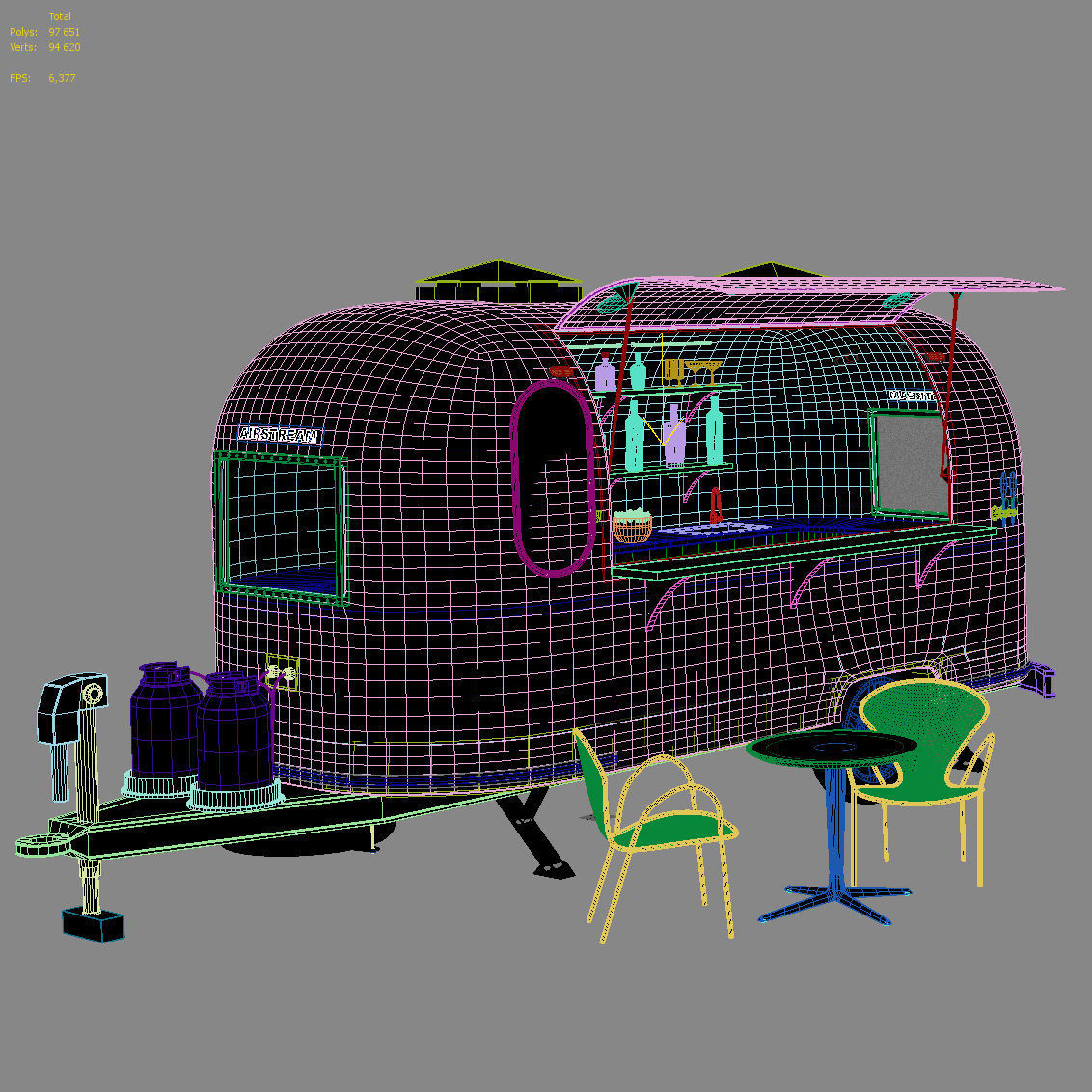 Bar car trailer 3D model_10