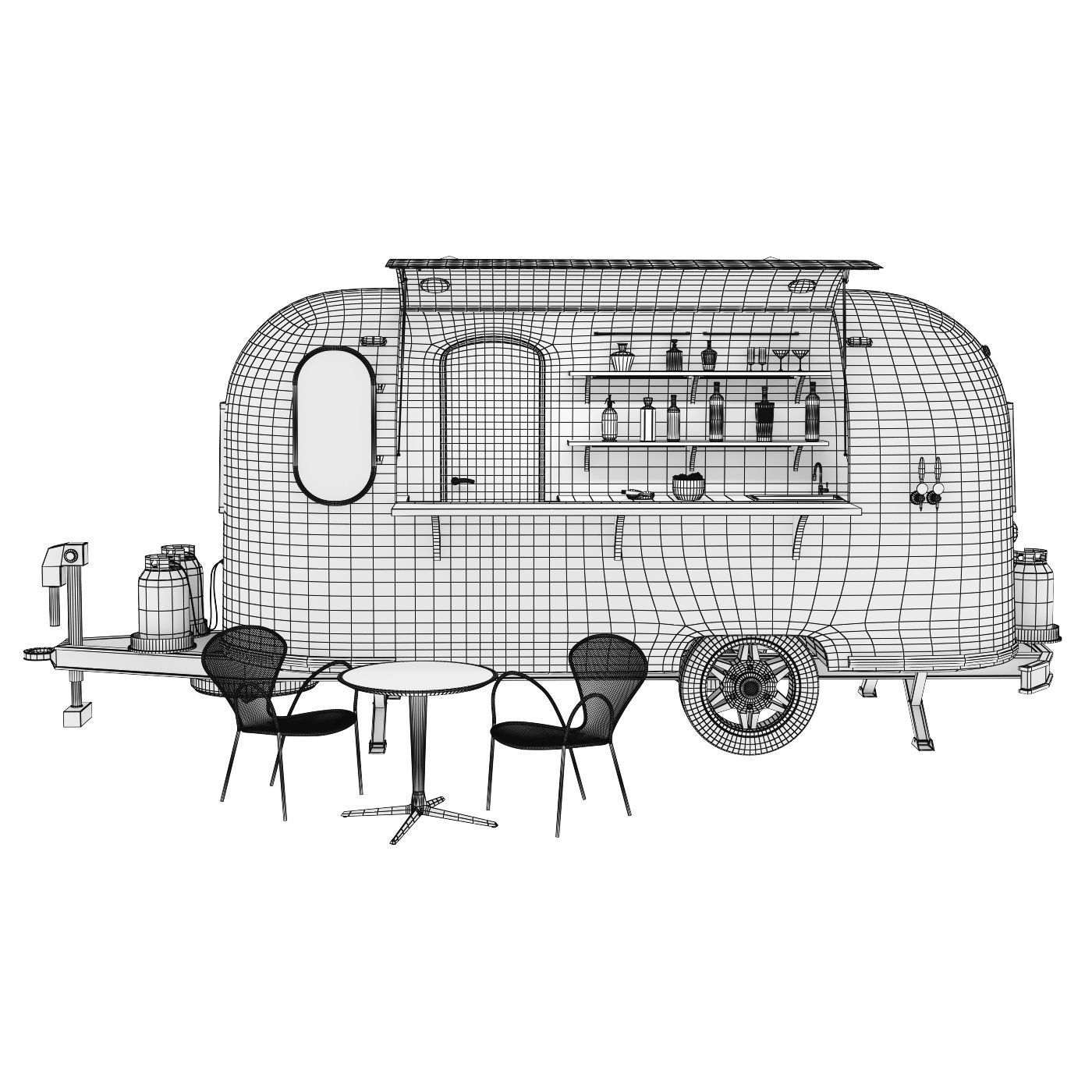 Bar car trailer 3D model_7