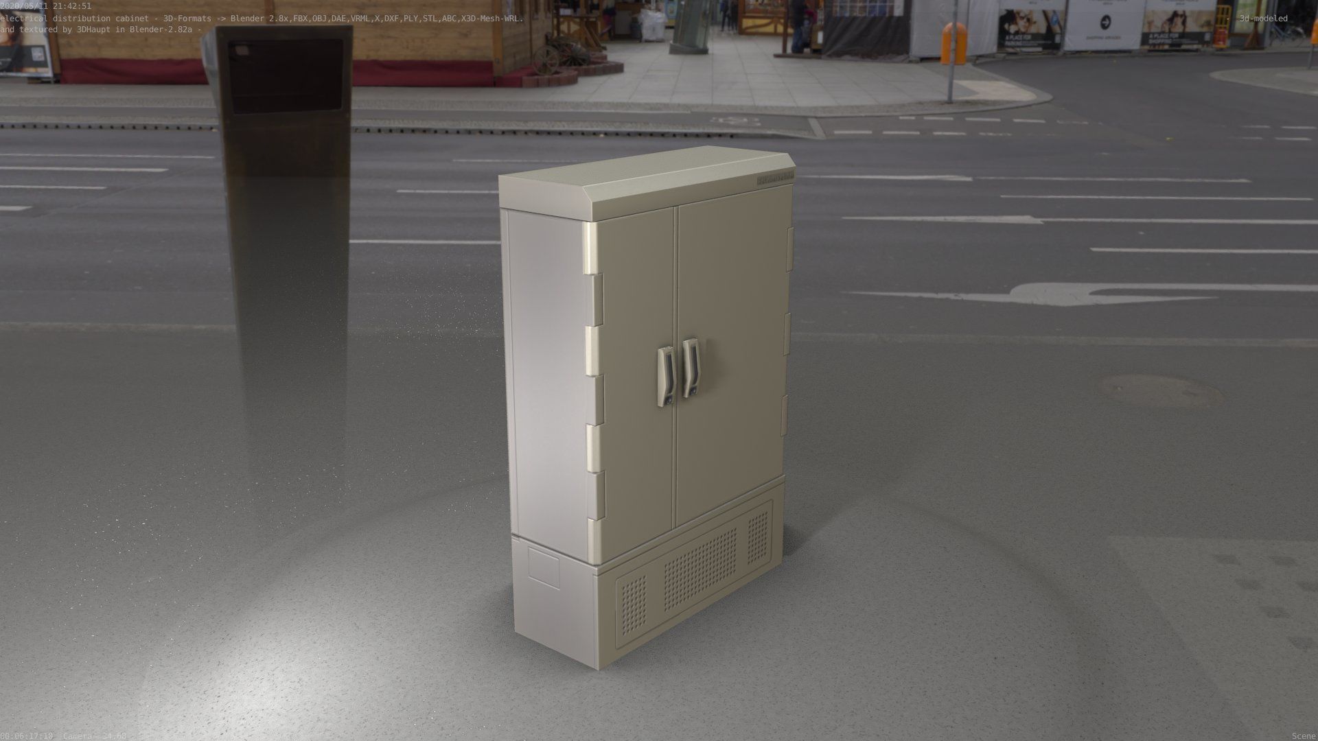 Electrical Distribution Cabinet 91 Low-poly 3D model_7