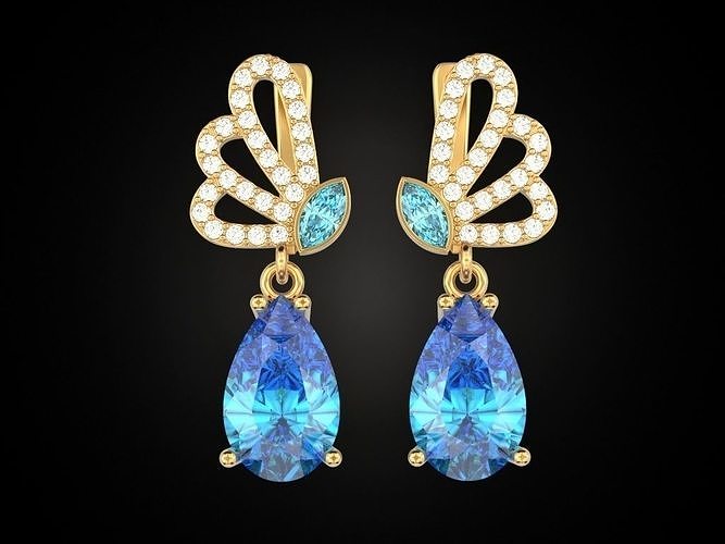 Pear butterfly earrings 3D print model