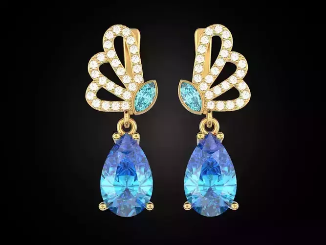 Pear butterfly earrings