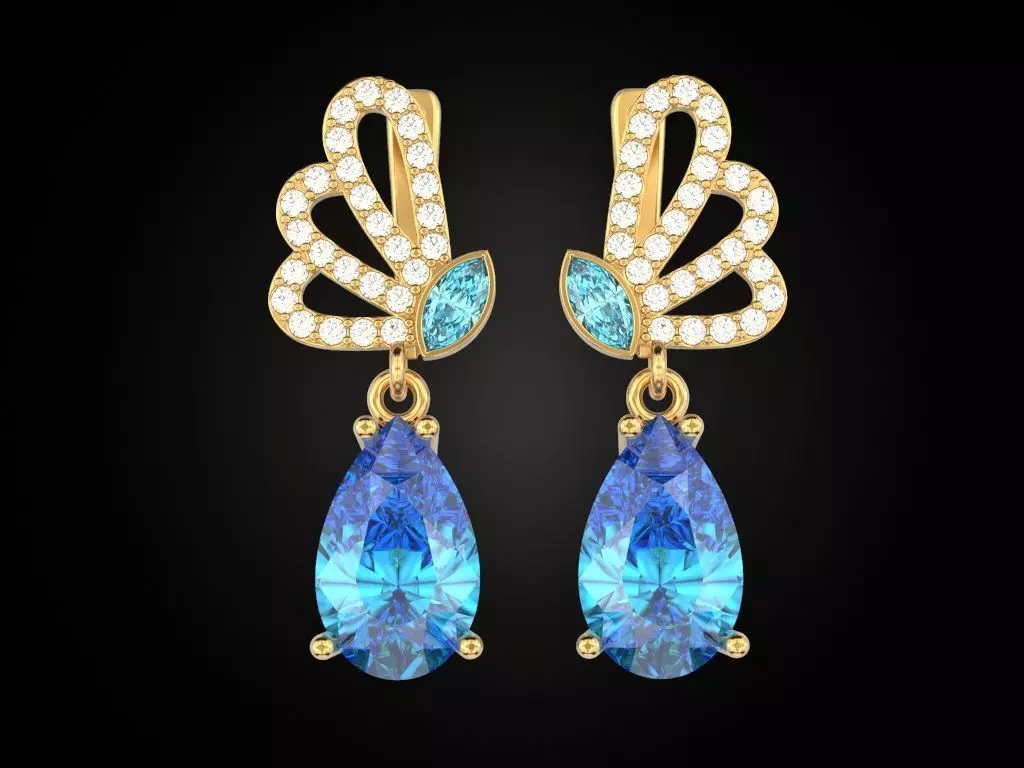 Pear butterfly earrings 3D print model