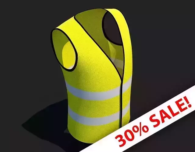 PPE Safety Hi Vis Vest in Yellow Low-poly 3D model