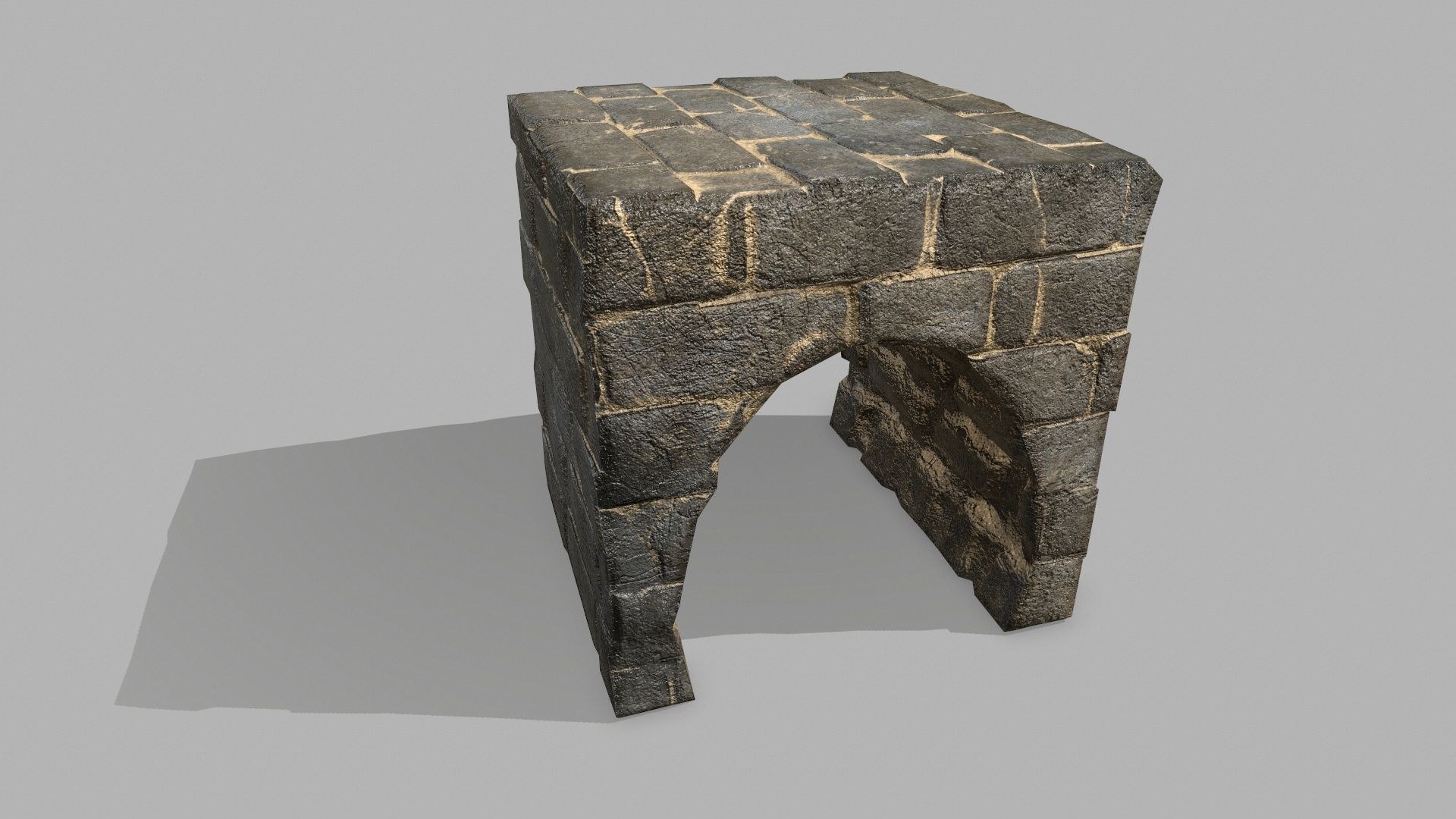 Stair Set of stone steps Low-poly 3D model_12
