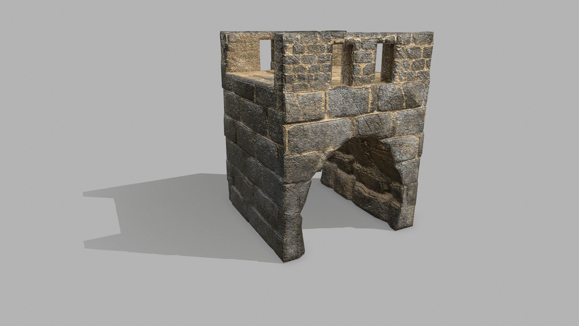 Stair Set of stone steps Low-poly 3D model_15