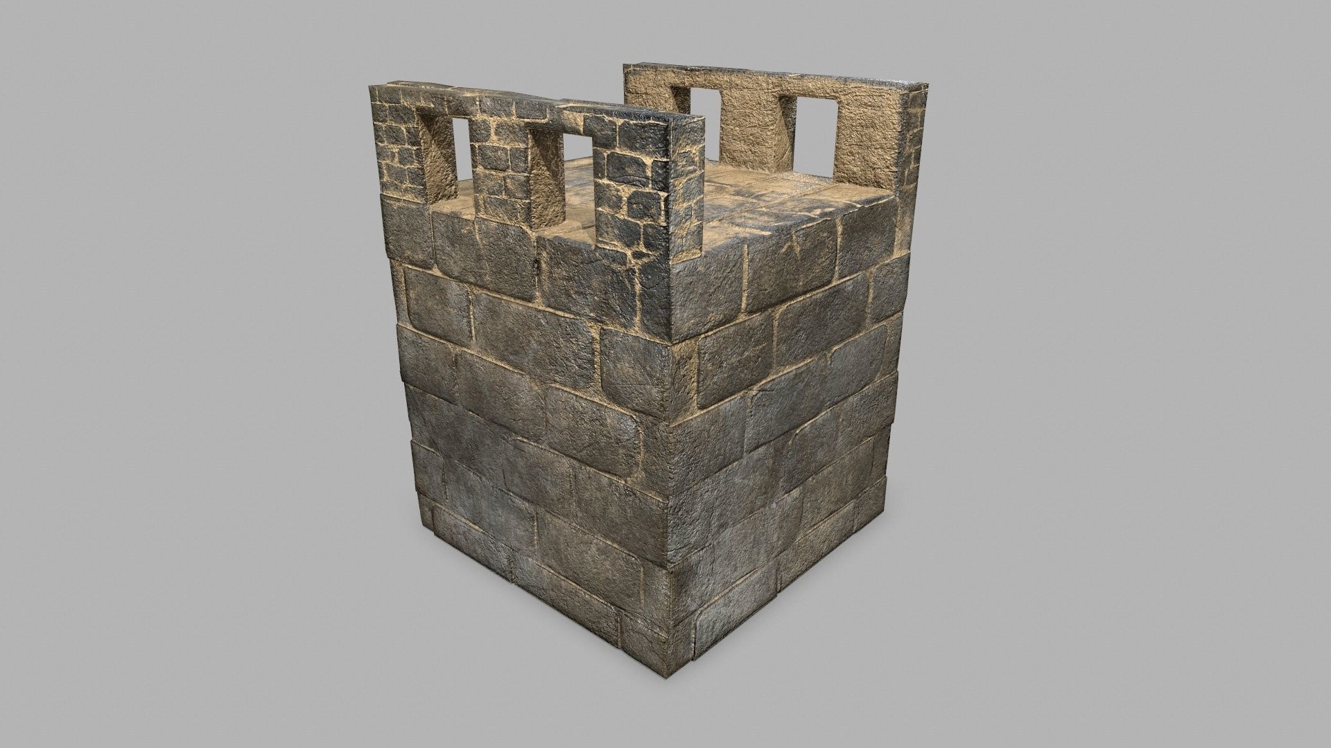 Stair Set of stone steps Low-poly 3D model_17