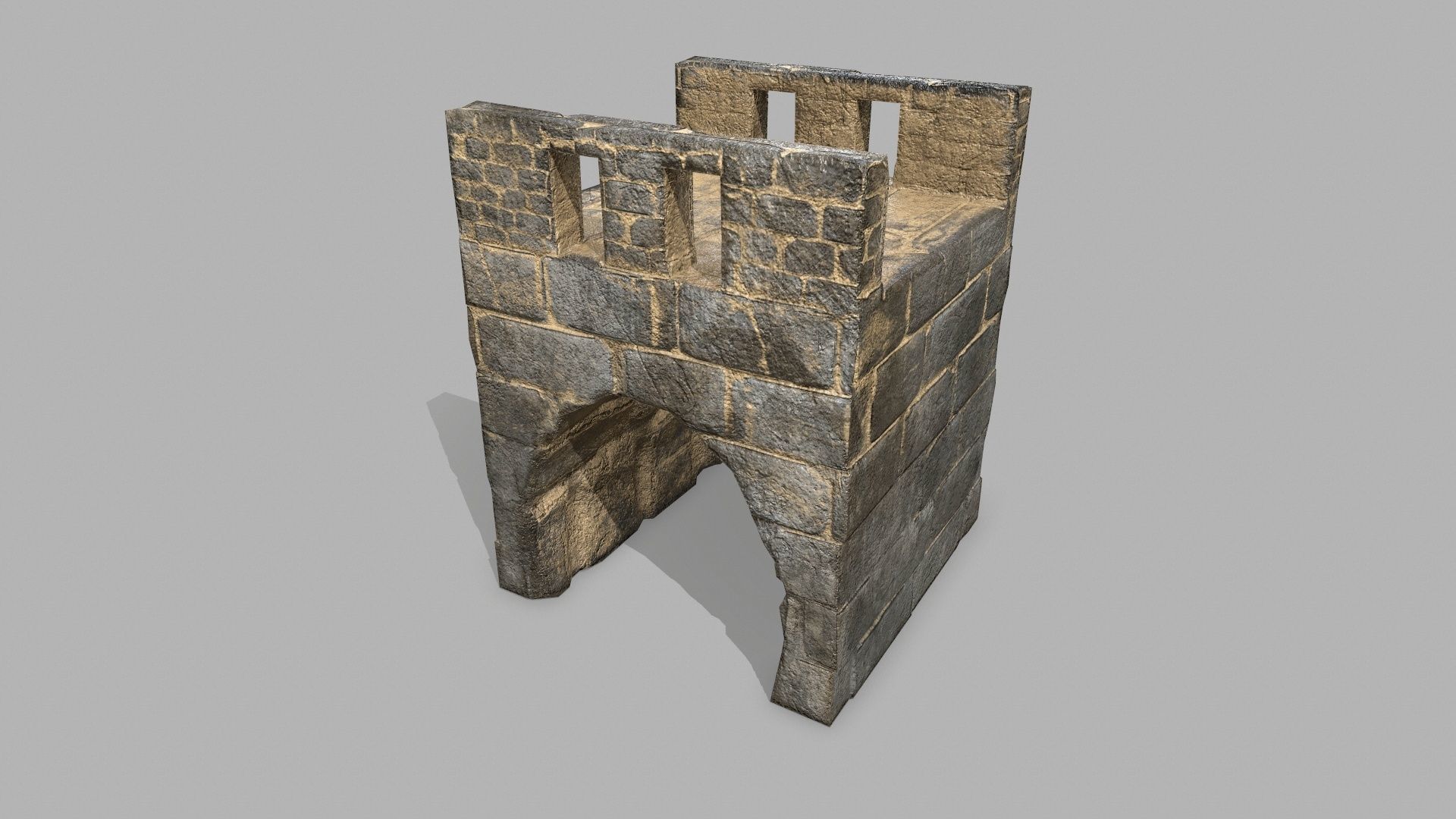 Stair Set of stone steps Low-poly 3D model_14