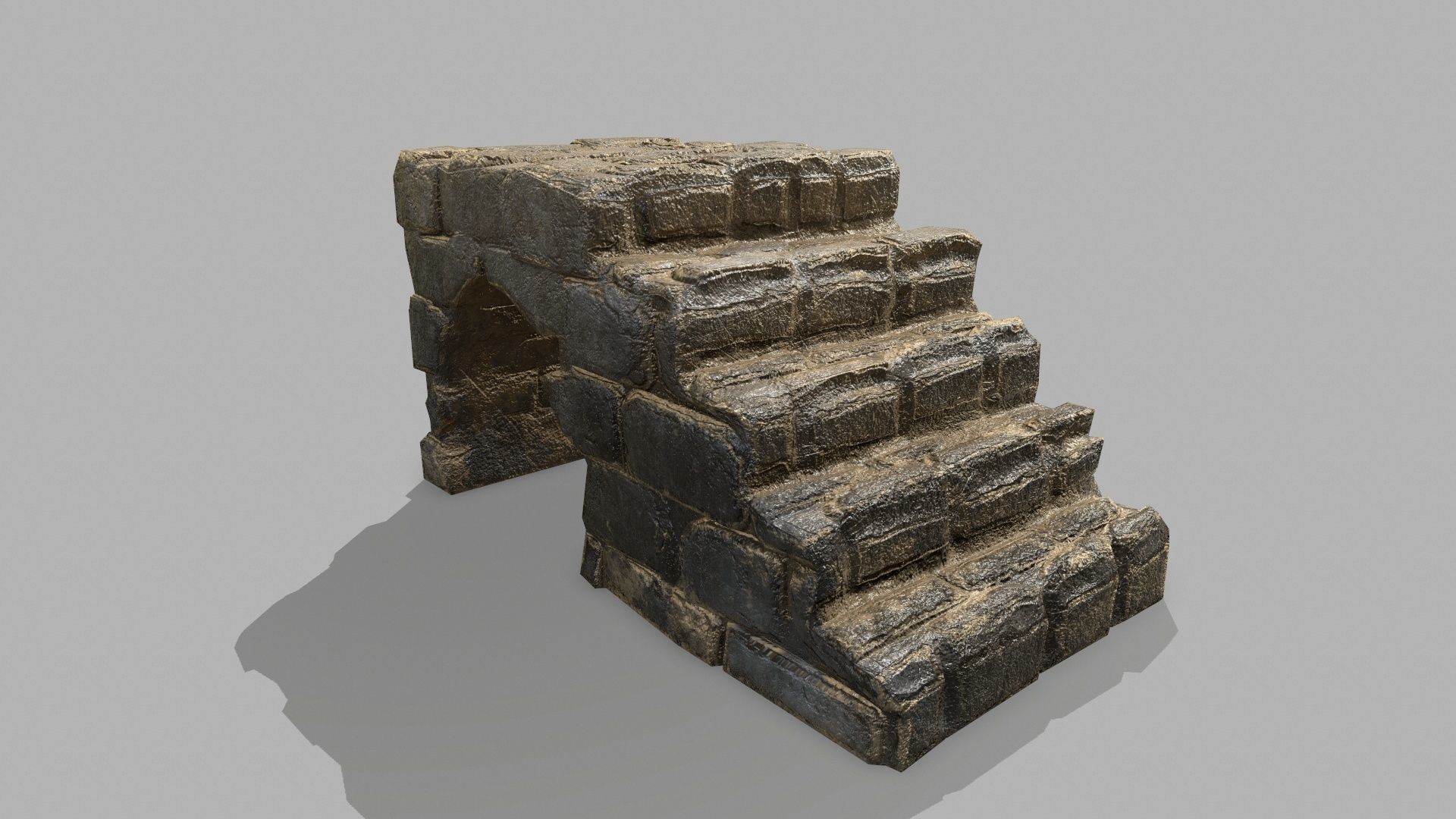 Stair Set of stone steps Low-poly 3D model_8