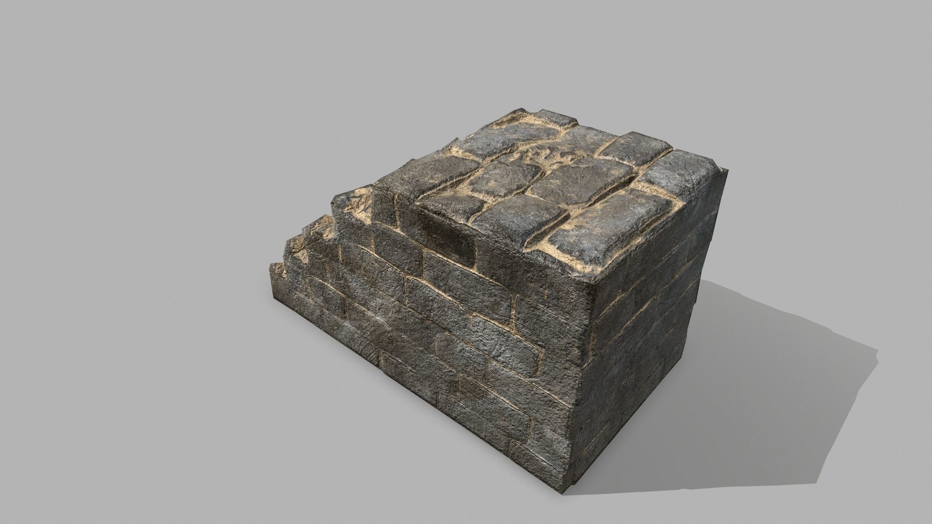 Stair Set of stone steps Low-poly 3D model_7