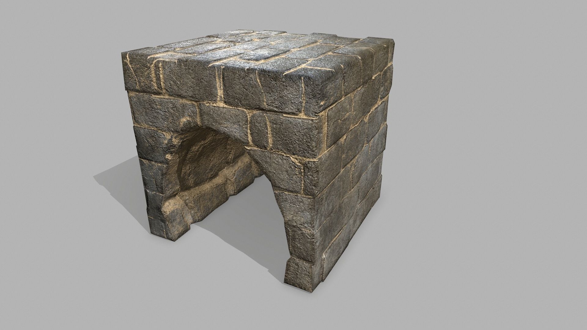 Stair Set of stone steps Low-poly 3D model_11