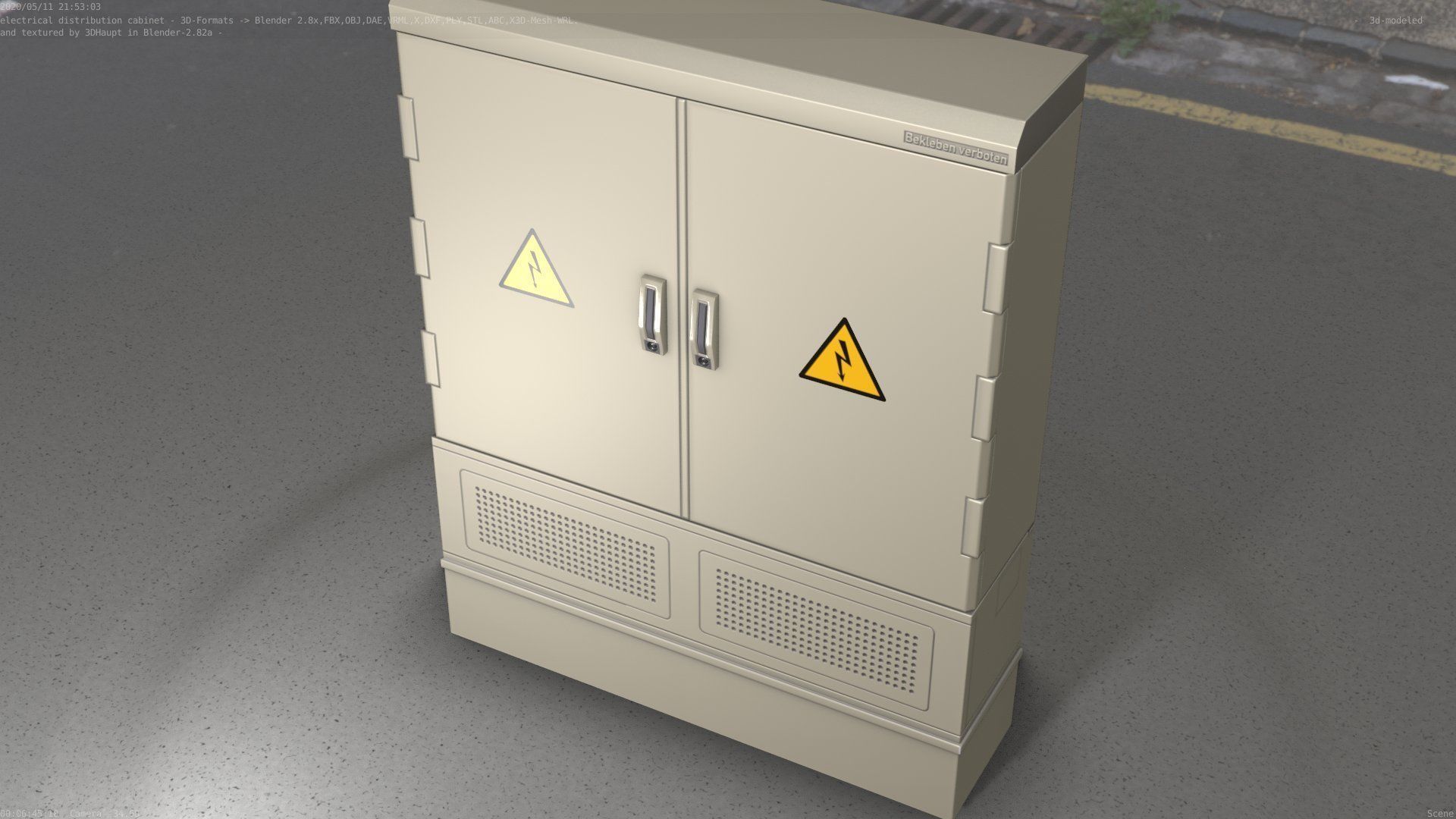 Electrical Distribution Cabinet 98 Low-poly 3D model_35