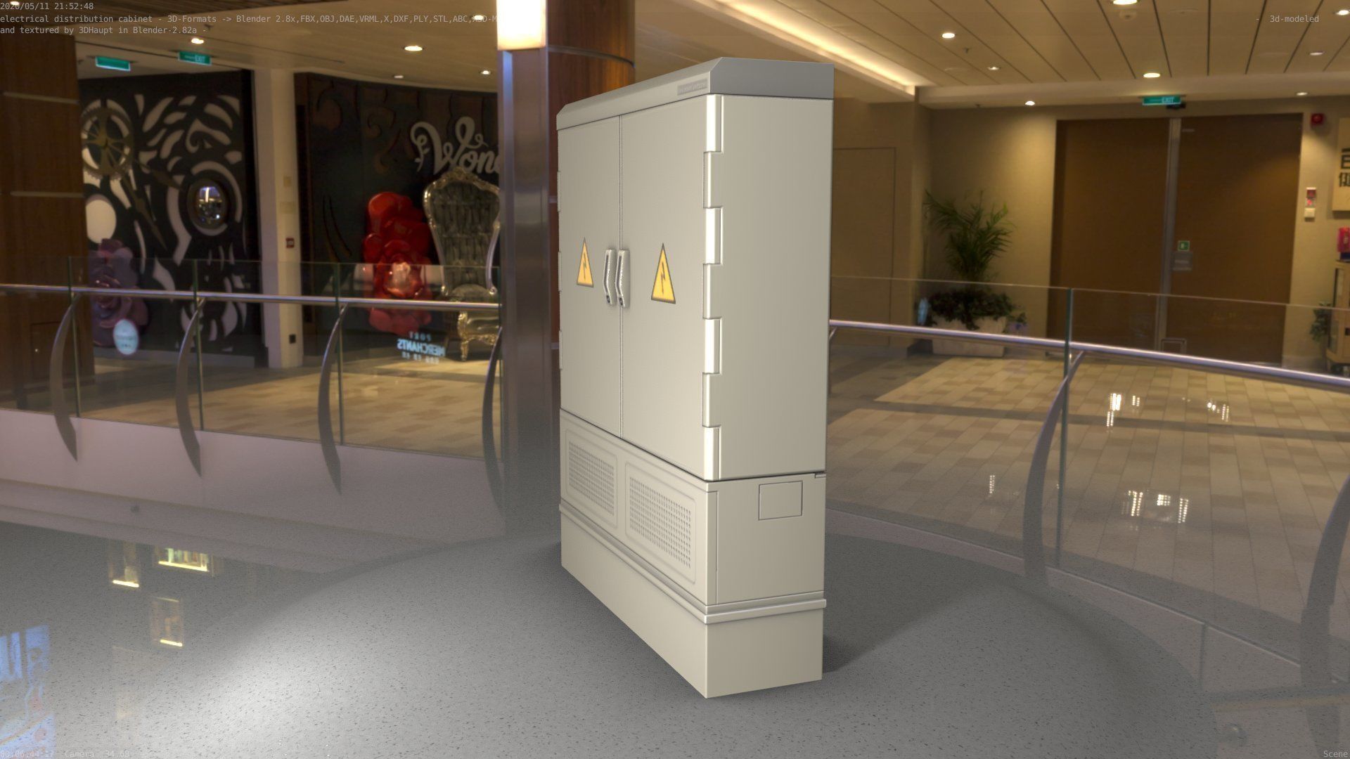 Electrical Distribution Cabinet 98 Low-poly 3D model_18