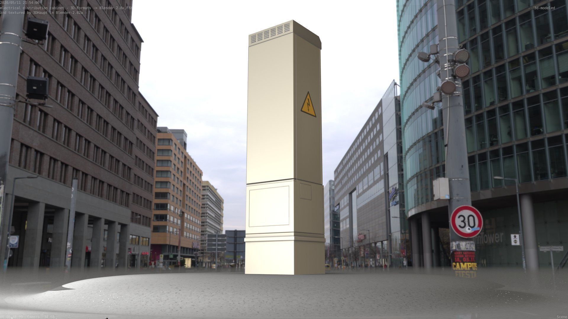 Electrical Distribution Cabinet 99 Low-poly 3D model_9