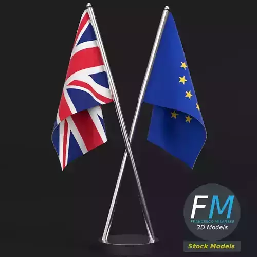 Cross pole tabletop flags