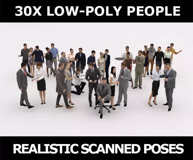 30x MAN WOMAN SITTING BUSINESS MAN CAFE CASUAL PEOPLE CROWDS 3D model