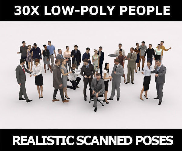 30x MAN WOMAN SITTING BUSINESS MAN CAFE CASUAL PEOPLE CROWDS 3D model