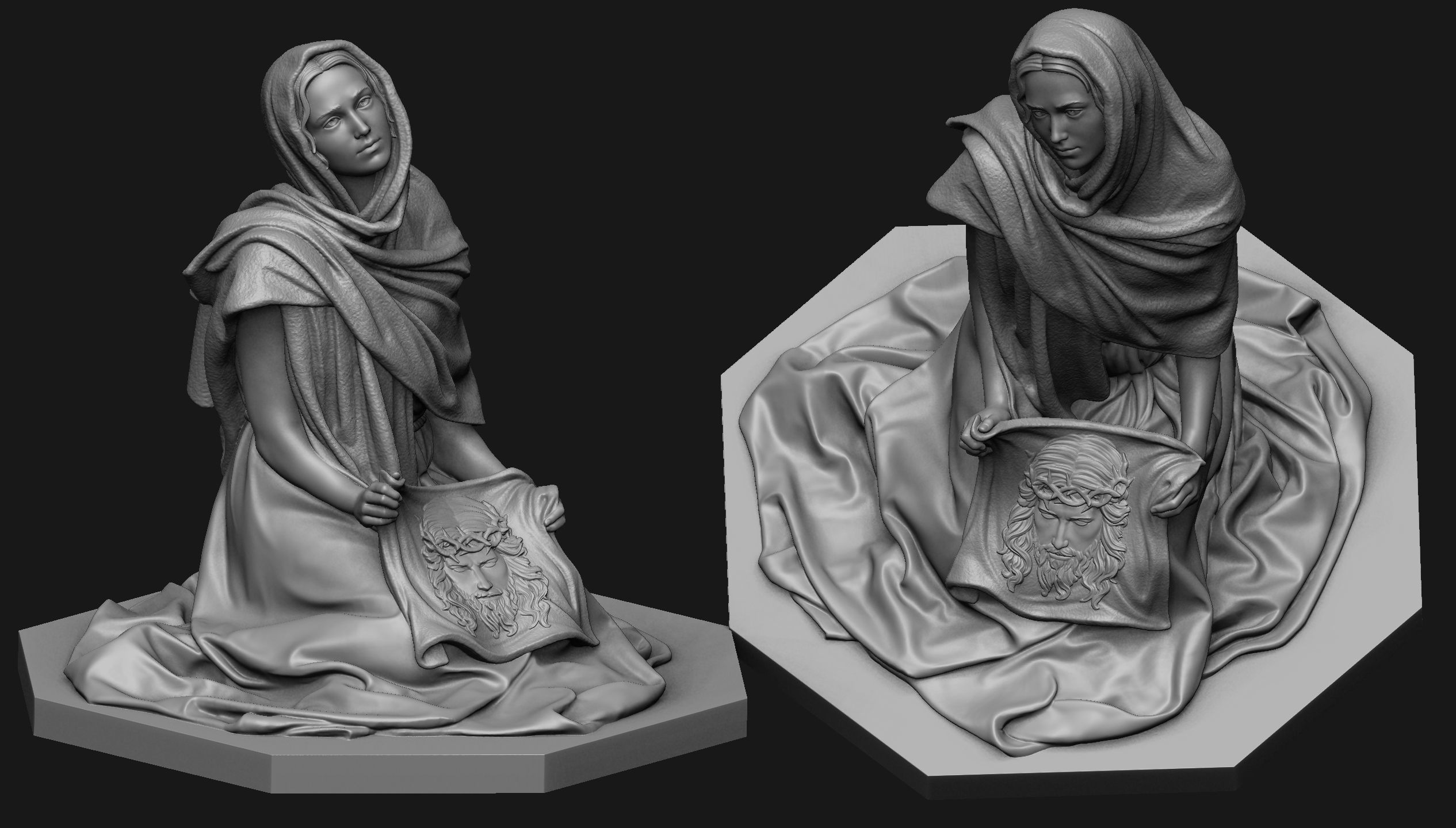 Saint Veronica Statue 3D print model_3