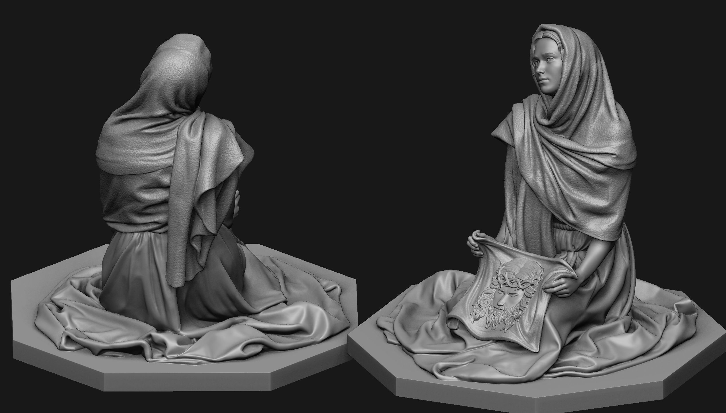Saint Veronica Statue 3D print model_4