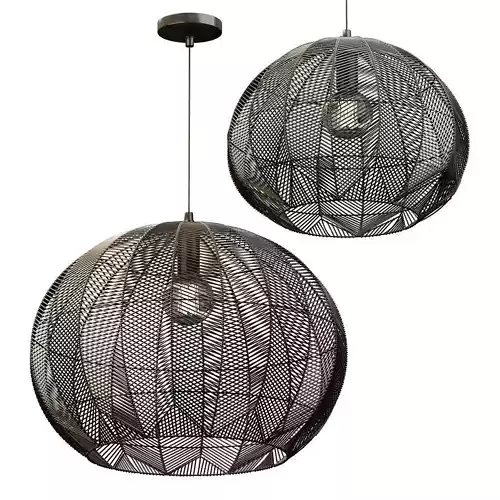 BLACK ROUND RATTAN PENDANT