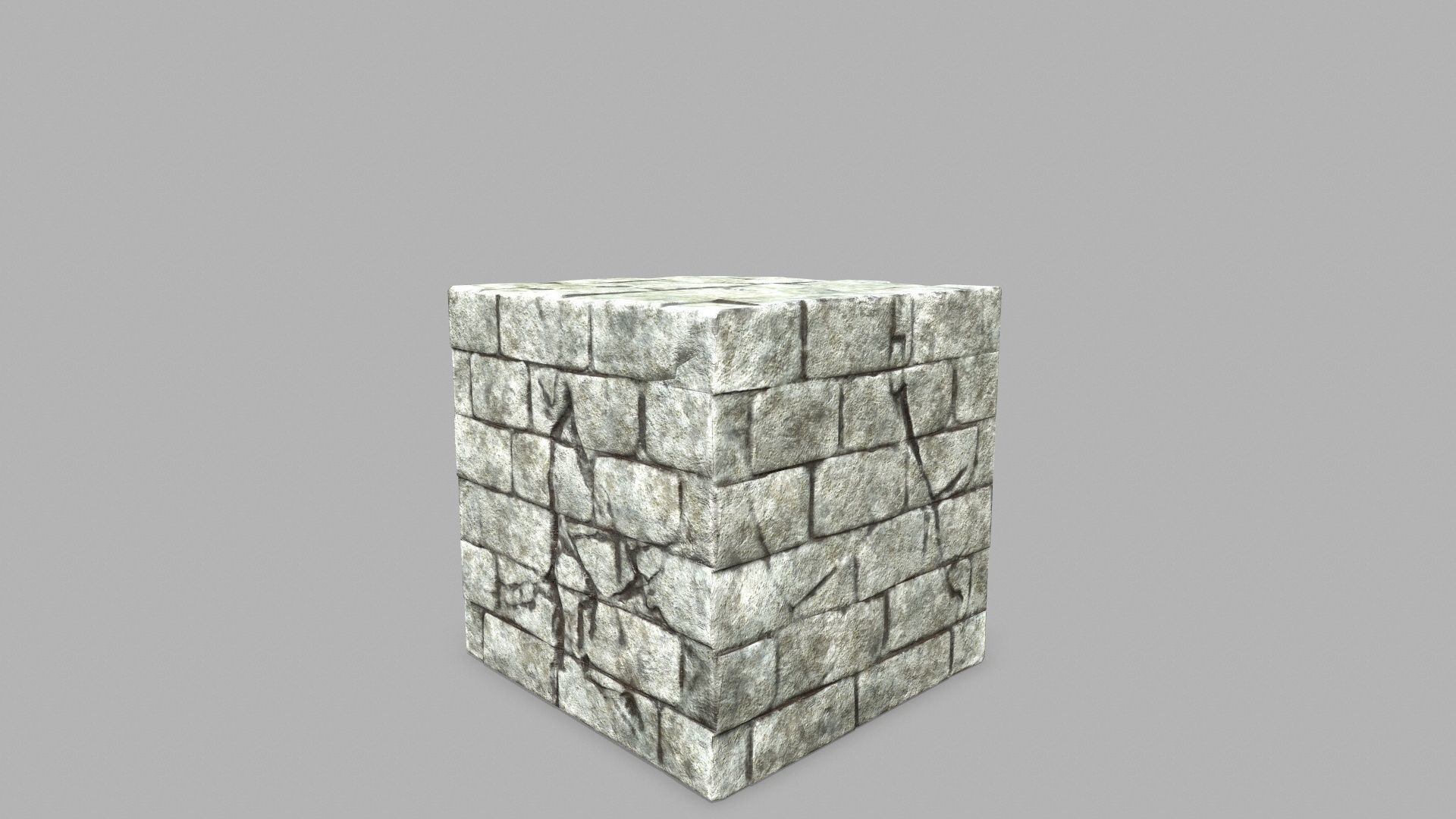 Stair Set brick wall Low-poly 3D model_16