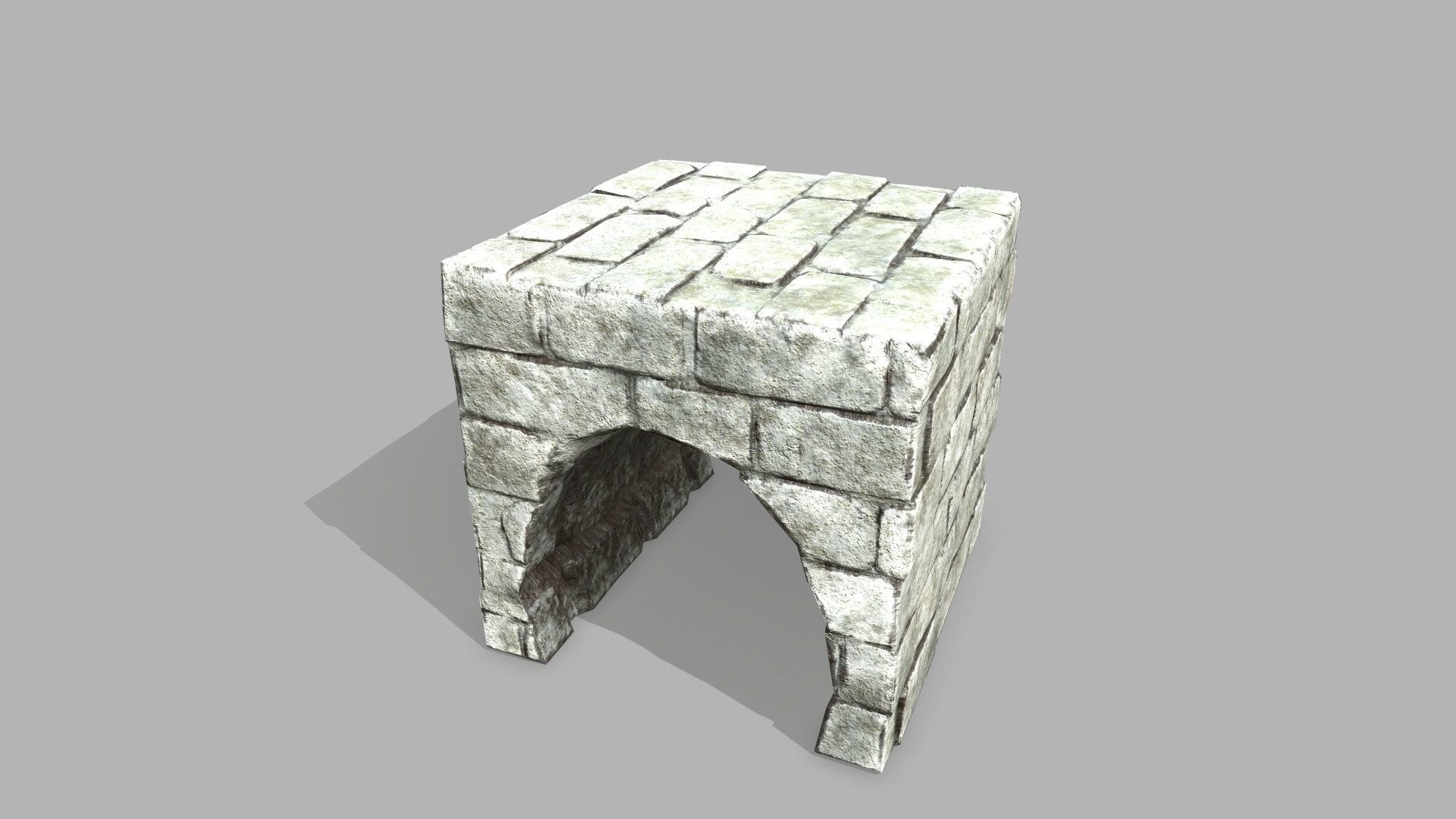 Stair Set brick wall Low-poly 3D model_12
