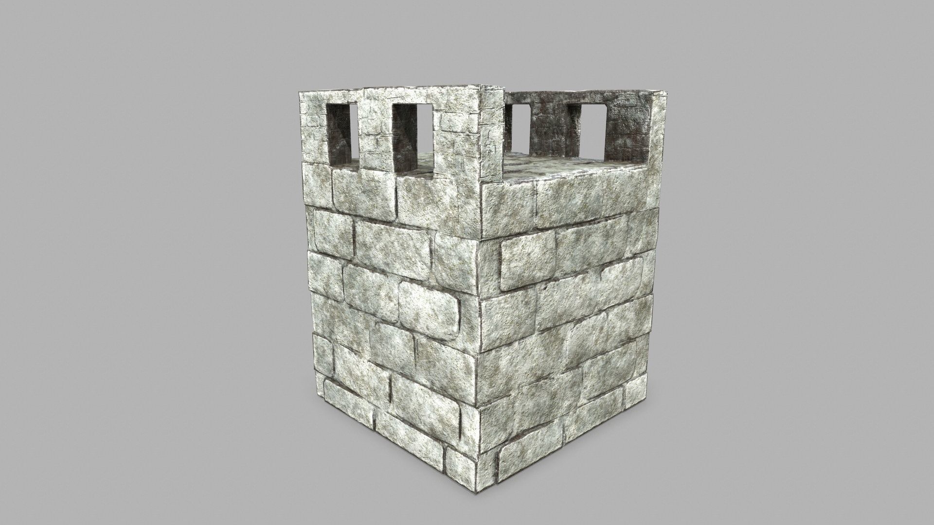 Stair Set brick wall Low-poly 3D model_18