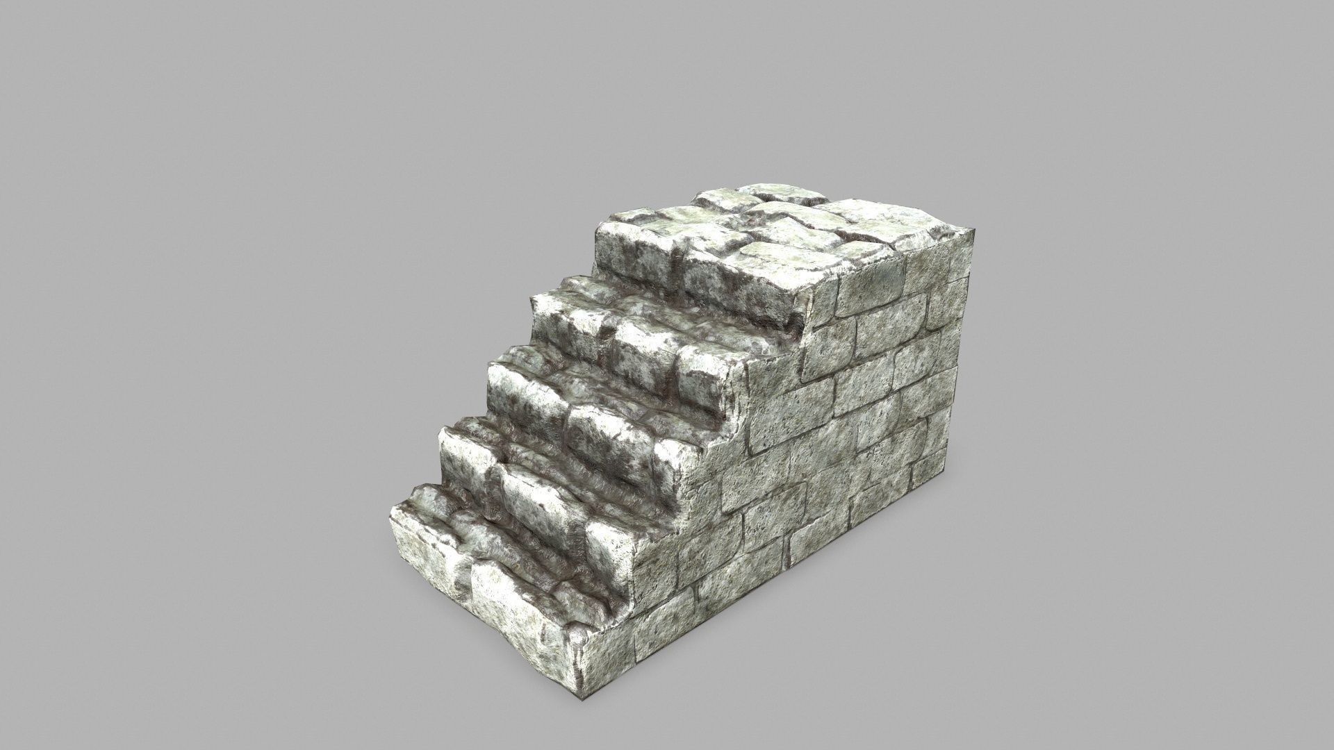 Stair Set brick wall Low-poly 3D model_6