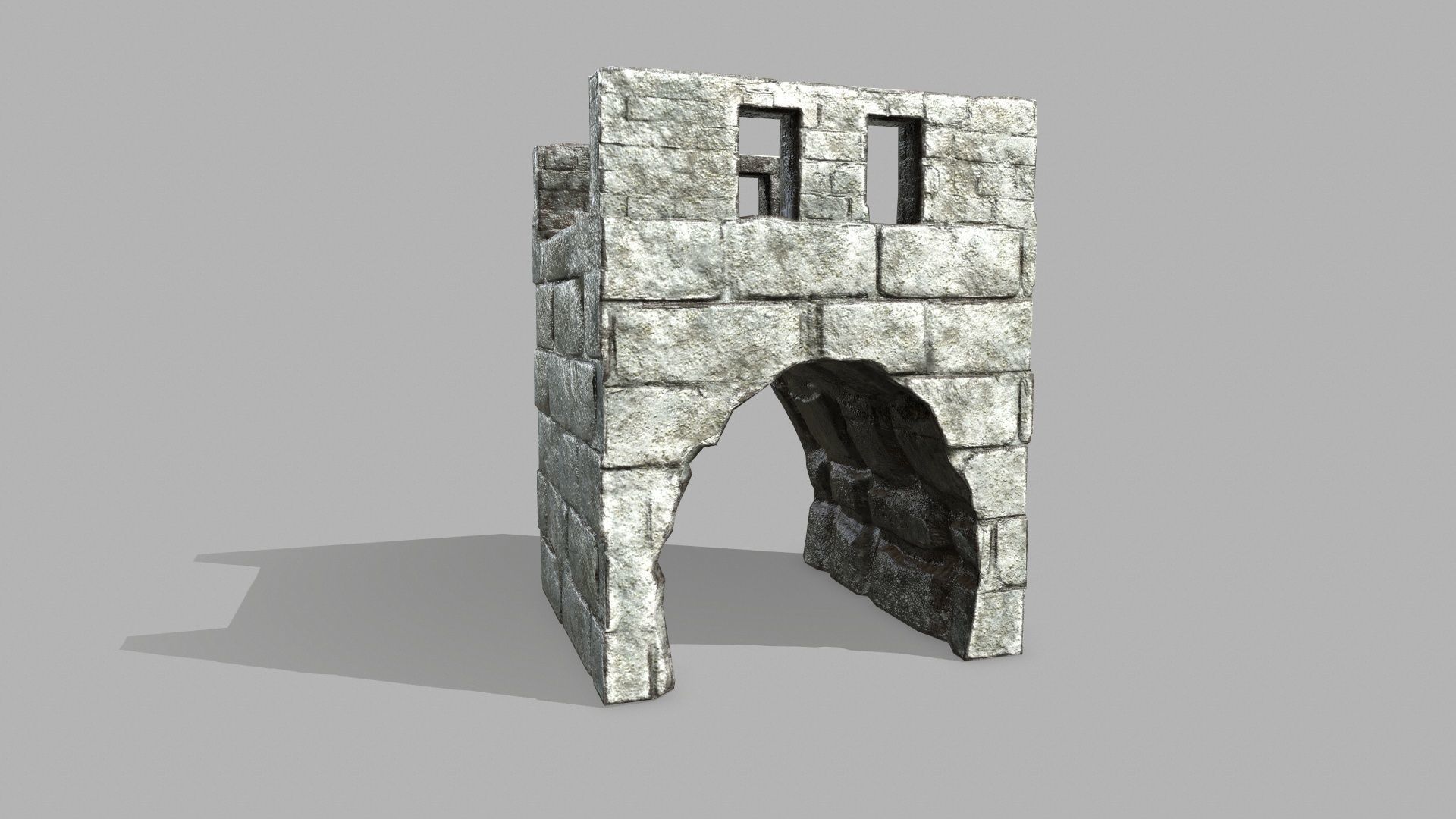 Stair Set brick wall Low-poly 3D model_14