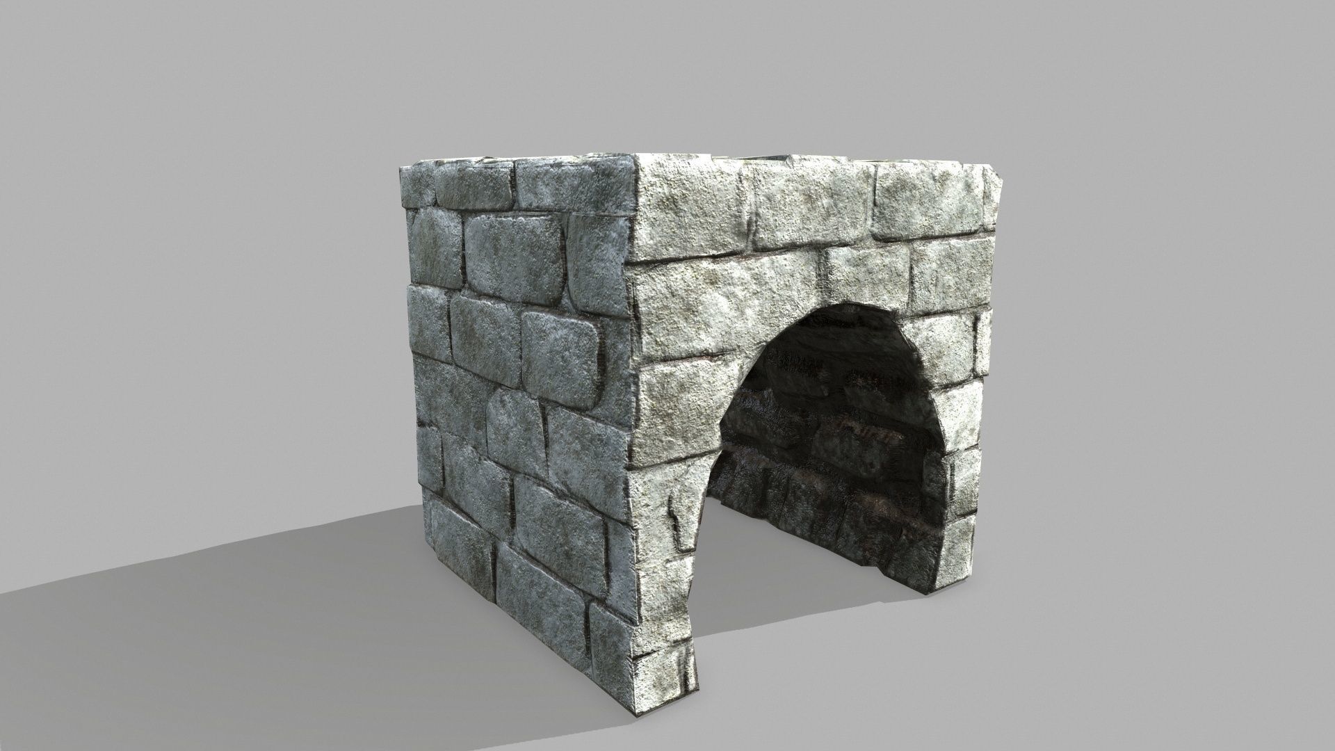 Stair Set brick wall Low-poly 3D model_11