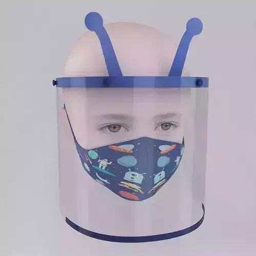 Medical face shield and mask for kids 3D model
