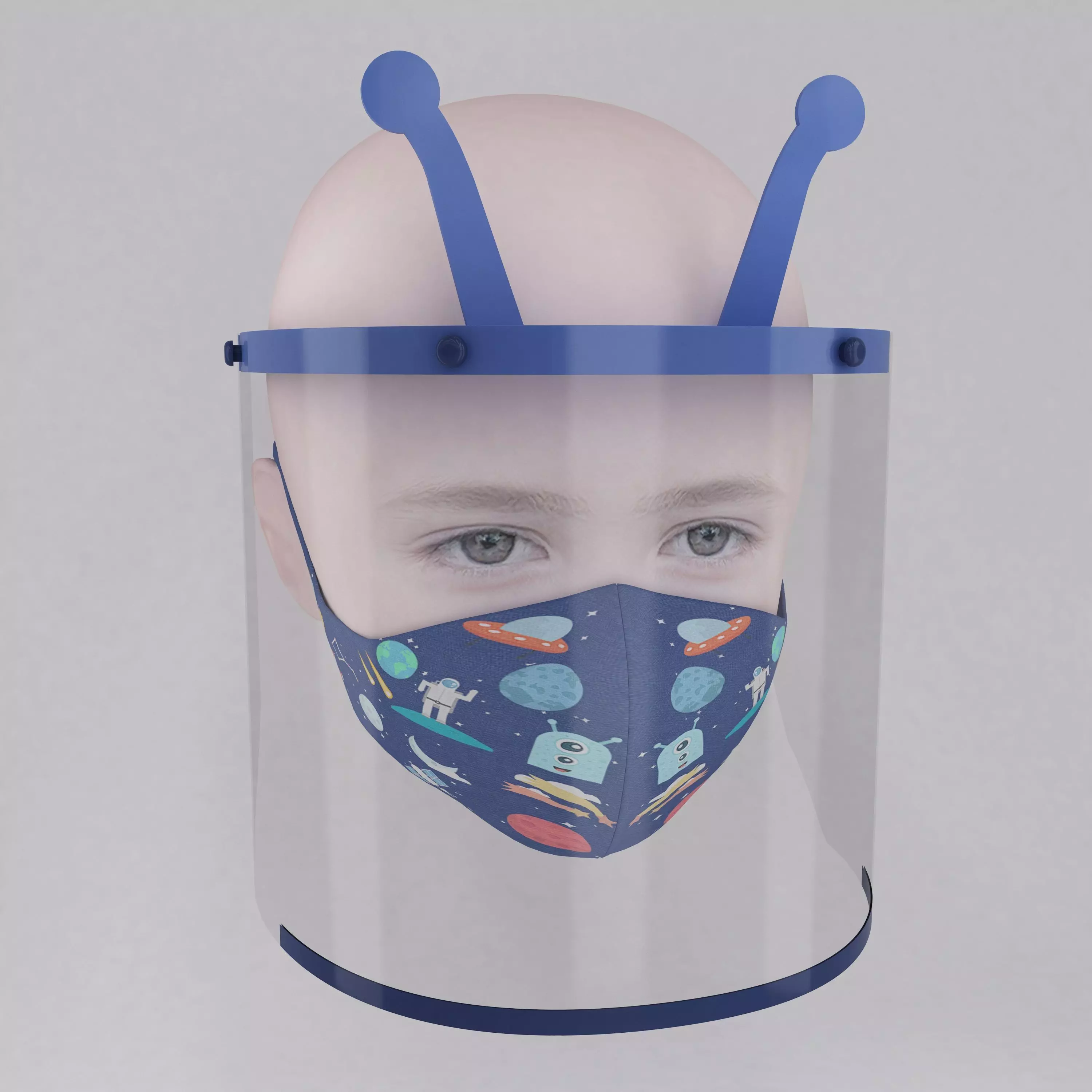 Medical face shield and mask for kids 3D model
