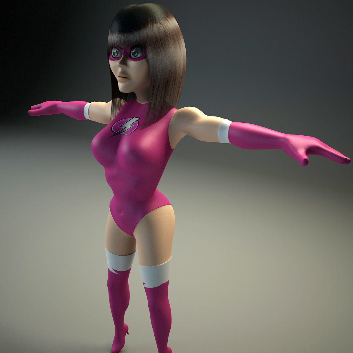3D Generic Female Superhero Cartoon CGTrader