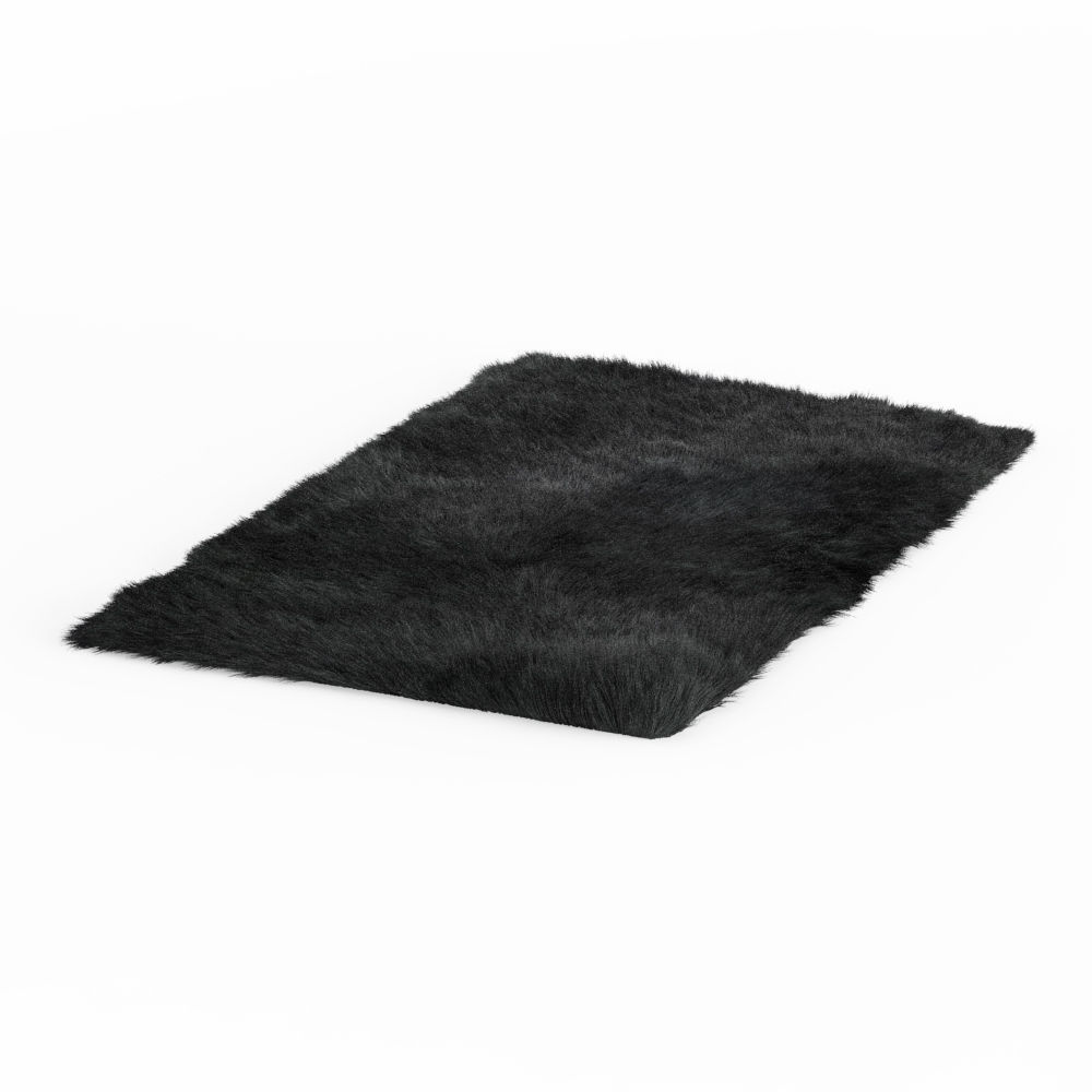 Shaggy Sheepskin Black Rug 3D model_2