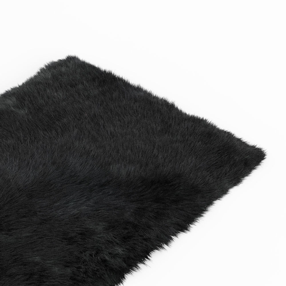 Shaggy Sheepskin Black Rug 3D model_3