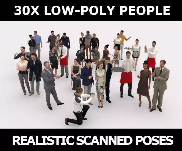 30x MAN SITTING CAFE VOL 02 ELEGANT CASUAL 02 PEOPLE CROWDS Low-poly 3D model