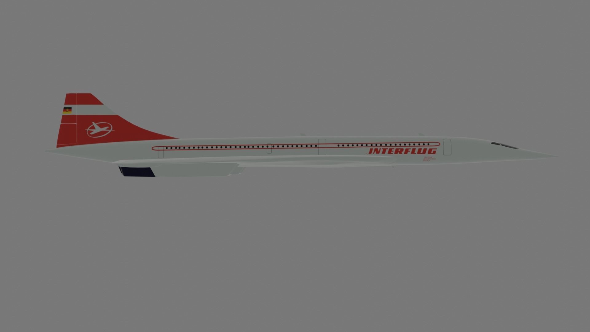 East German Flag Carrier Company Concorde Supersonic Airplane 3D model_4