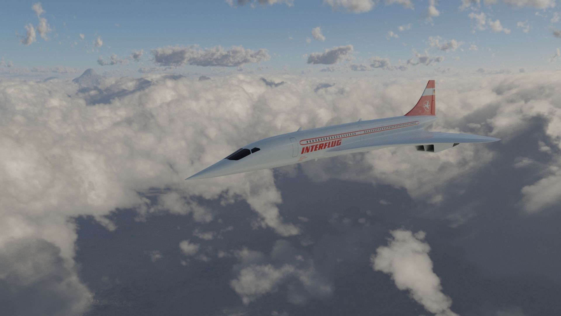East German Flag Carrier Company Concorde Supersonic Airplane 3D model_1