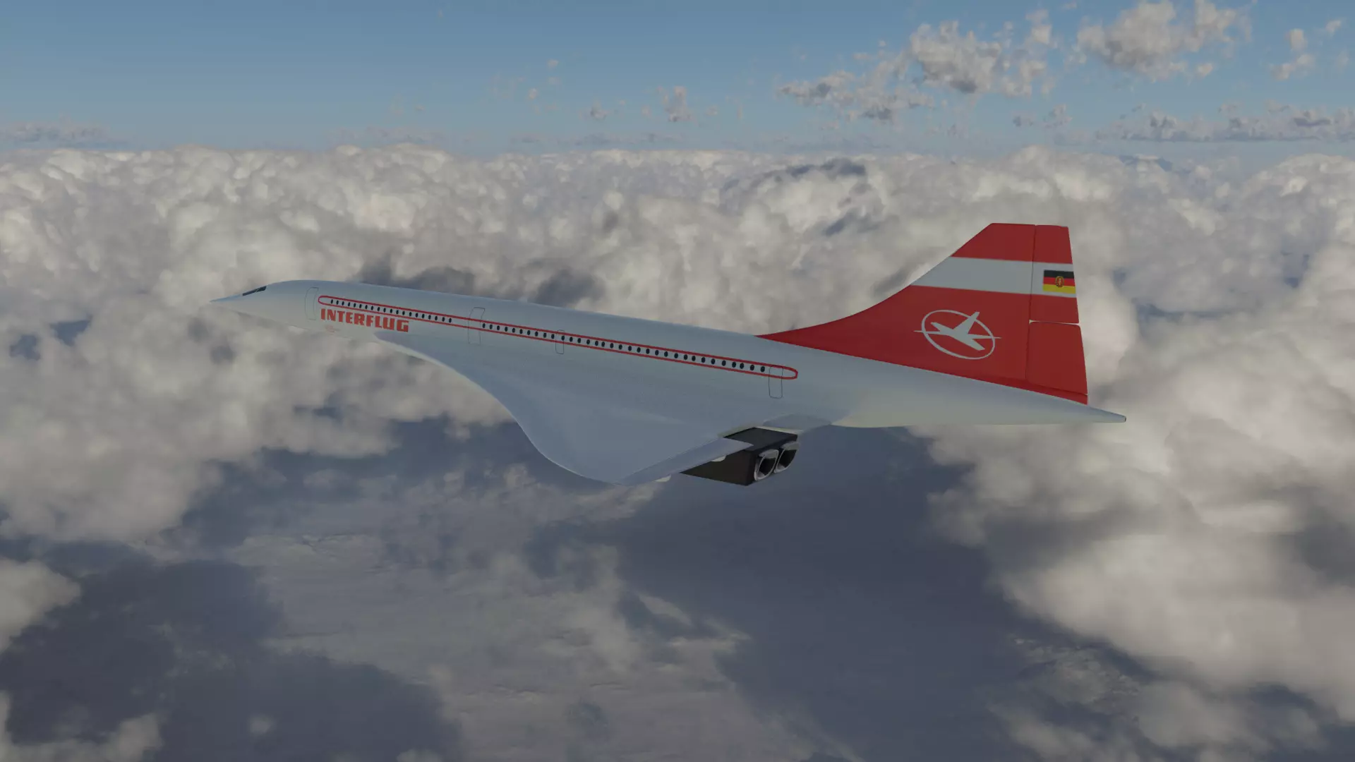East German Flag Carrier Company Concorde Supersonic Airplane 3D model_0