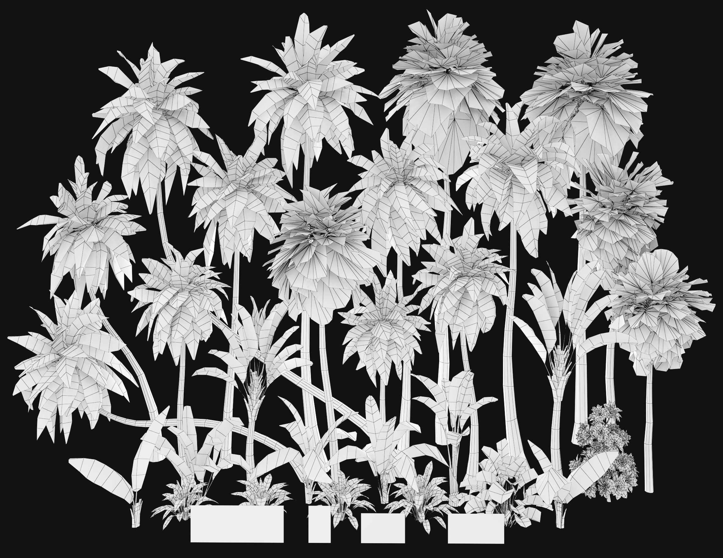 Palms low poly tropical palm trees Low-poly 3D model_2